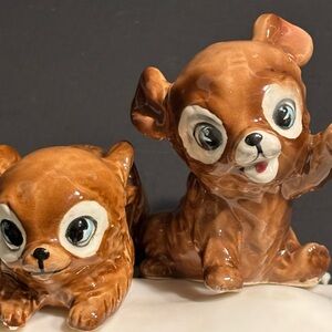 VTG 1950's Brown Bear Cubs Anthropomorphic Figurines Japan Decor Granny Core